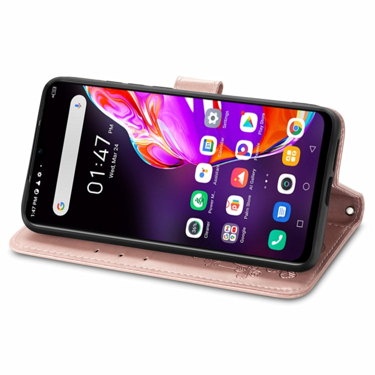 For Infinix HOT 10T Four-leaf Clasp Embossed Buckle Mobile Phone Protection Leather Case with Lanyard & Card Slot & Wallet & Bracket Function