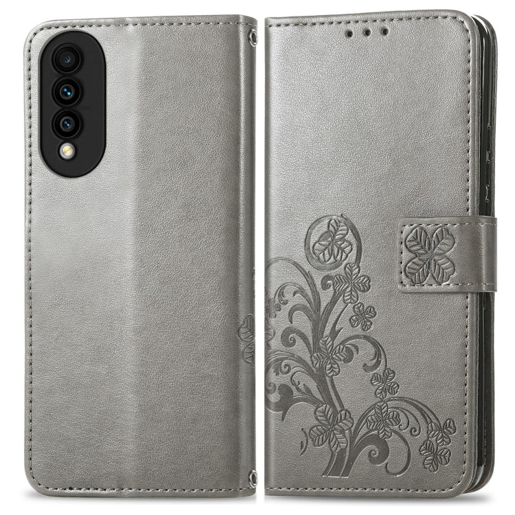 For Huawei nova 8 SE Youth Four-leaf Clasp Embossed Buckle Mobile Phone Protection Leather Case with Lanyard & Card Slot & Wallet & Bracket Function