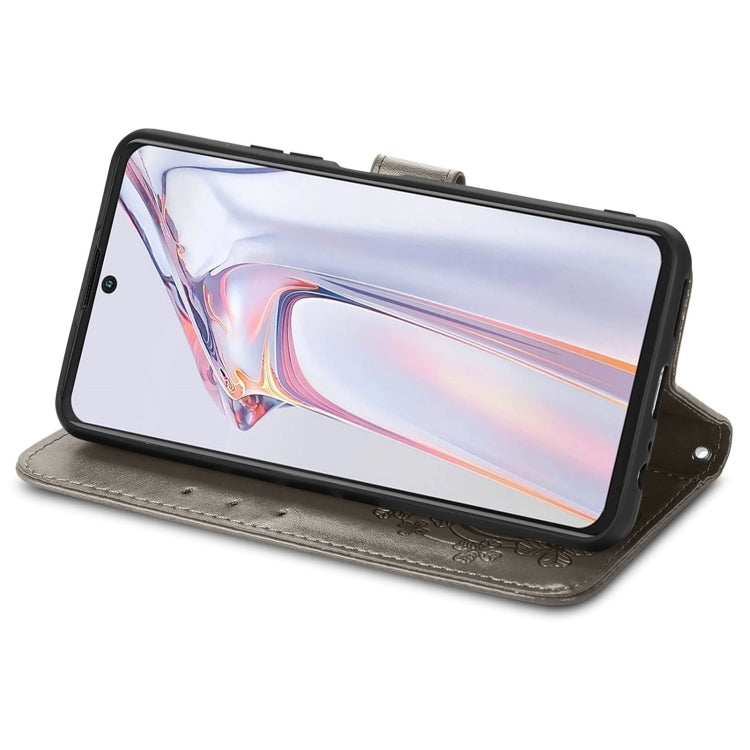 For Blackview A100 Four-leaf Clasp Embossed Buckle Mobile Phone Protection Leather Case with Lanyard & Card Slot & Wallet & Bracket Function