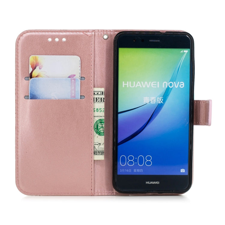 Diamond Encrusted Butterflies Love Flowers Pattern Horizontal Flip Leather Case with for Huawei P10 Lite , Holder & Card Slots & Wallet & Lanyard