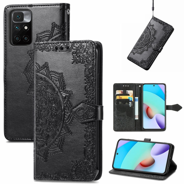 For Xiaomi Redmi 10 Mandala Embossing Pattern Horizontal Flip Leather Case with Holder & Card Slots & Wallet & Lanyard