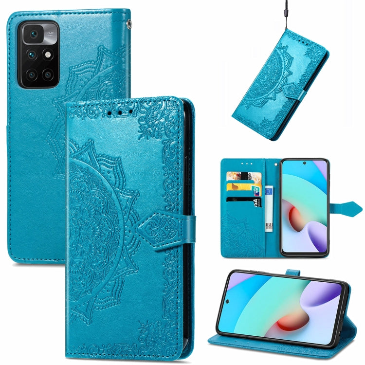 For Xiaomi Redmi 10 Mandala Embossing Pattern Horizontal Flip Leather Case with Holder & Card Slots & Wallet & Lanyard