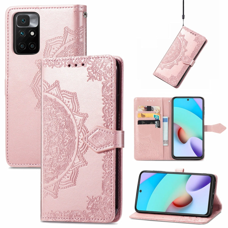 For Xiaomi Redmi 10 Mandala Embossing Pattern Horizontal Flip Leather Case with Holder & Card Slots & Wallet & Lanyard