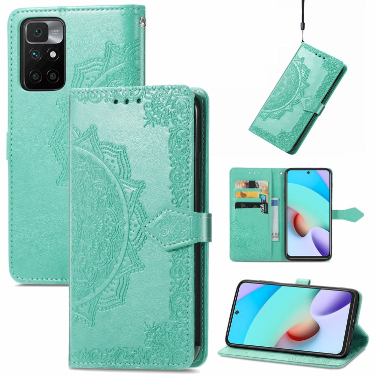For Xiaomi Redmi 10 Mandala Embossing Pattern Horizontal Flip Leather Case with Holder & Card Slots & Wallet & Lanyard