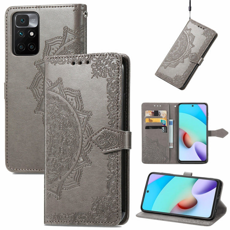 For Xiaomi Redmi 10 Mandala Embossing Pattern Horizontal Flip Leather Case with Holder & Card Slots & Wallet & Lanyard
