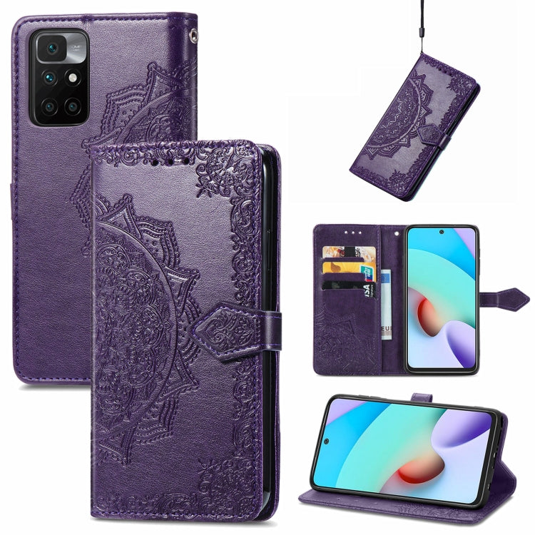For Xiaomi Redmi 10 Mandala Embossing Pattern Horizontal Flip Leather Case with Holder & Card Slots & Wallet & Lanyard