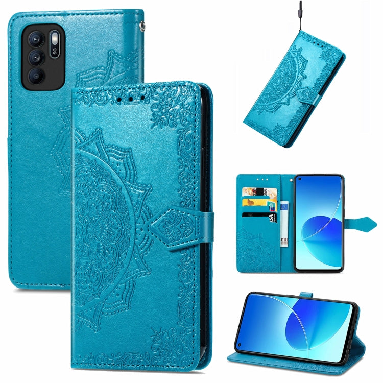 For OPPO Reno6 Z Mandala Embossing Pattern Horizontal Flip Leather Case with Holder & Card Slots & Wallet & Lanyard