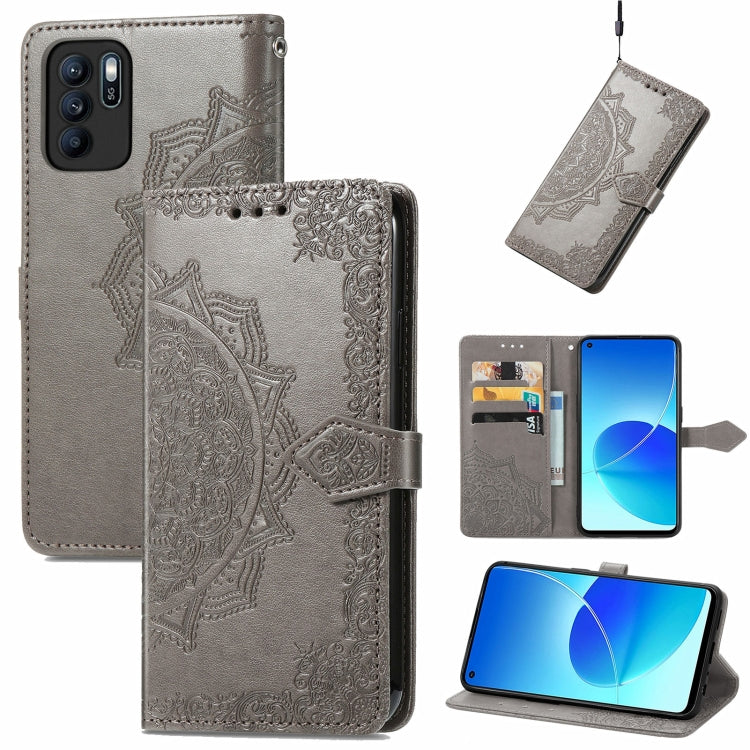 For OPPO Reno6 Z Mandala Embossing Pattern Horizontal Flip Leather Case with Holder & Card Slots & Wallet & Lanyard