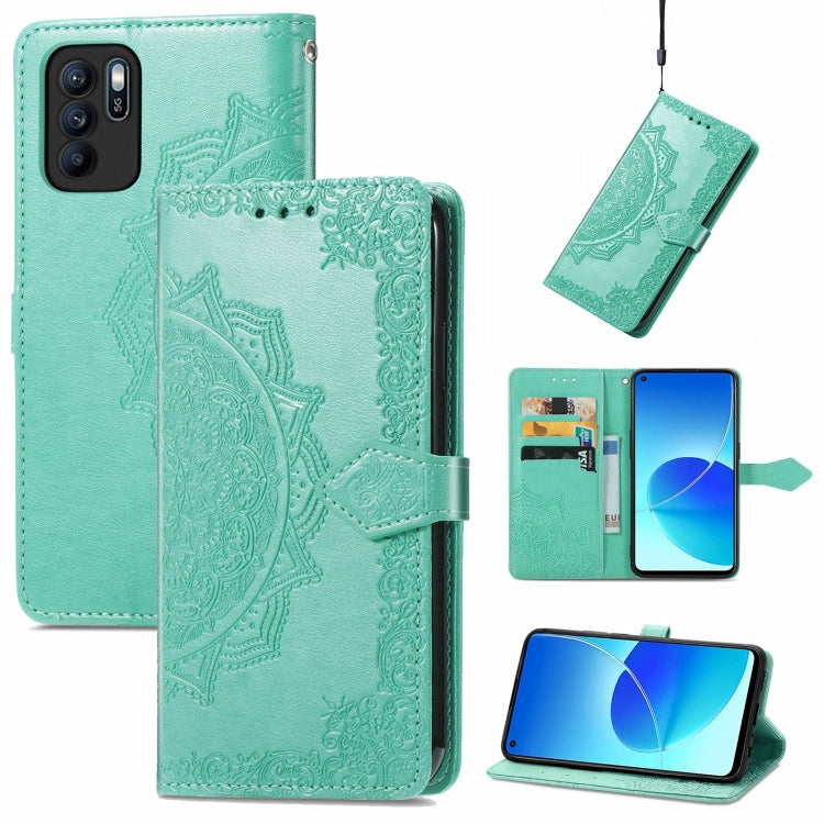 For OPPO Reno6 Z Mandala Embossing Pattern Horizontal Flip Leather Case with Holder & Card Slots & Wallet & Lanyard