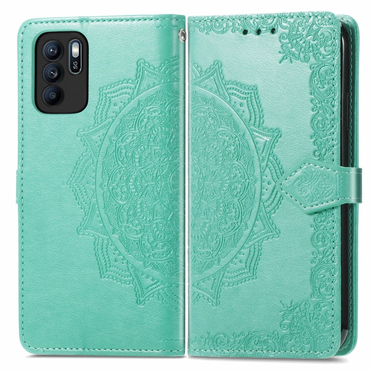 For OPPO Reno6 Z Mandala Embossing Pattern Horizontal Flip Leather Case with Holder & Card Slots & Wallet & Lanyard