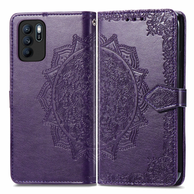 For OPPO Reno6 Z Mandala Embossing Pattern Horizontal Flip Leather Case with Holder & Card Slots & Wallet & Lanyard
