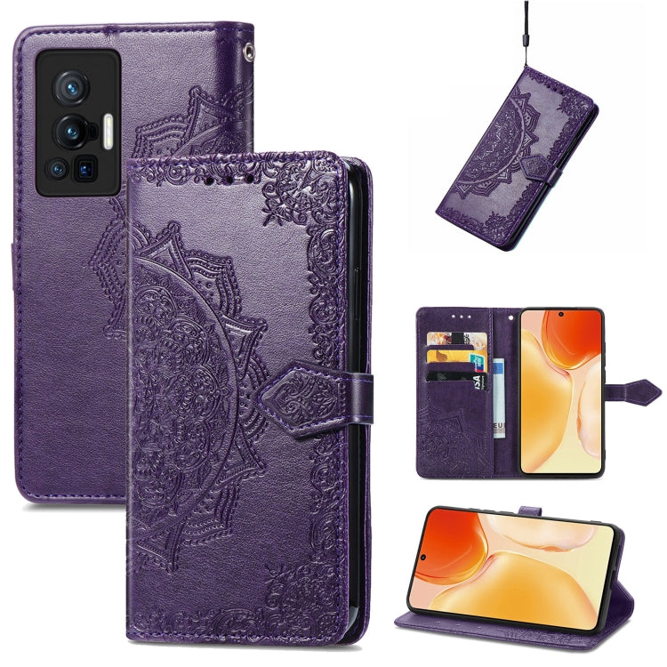 For vivo X70 Pro Mandala Embossing Pattern Horizontal Flip Leather Case with Holder & Card Slots & Wallet & Lanyard