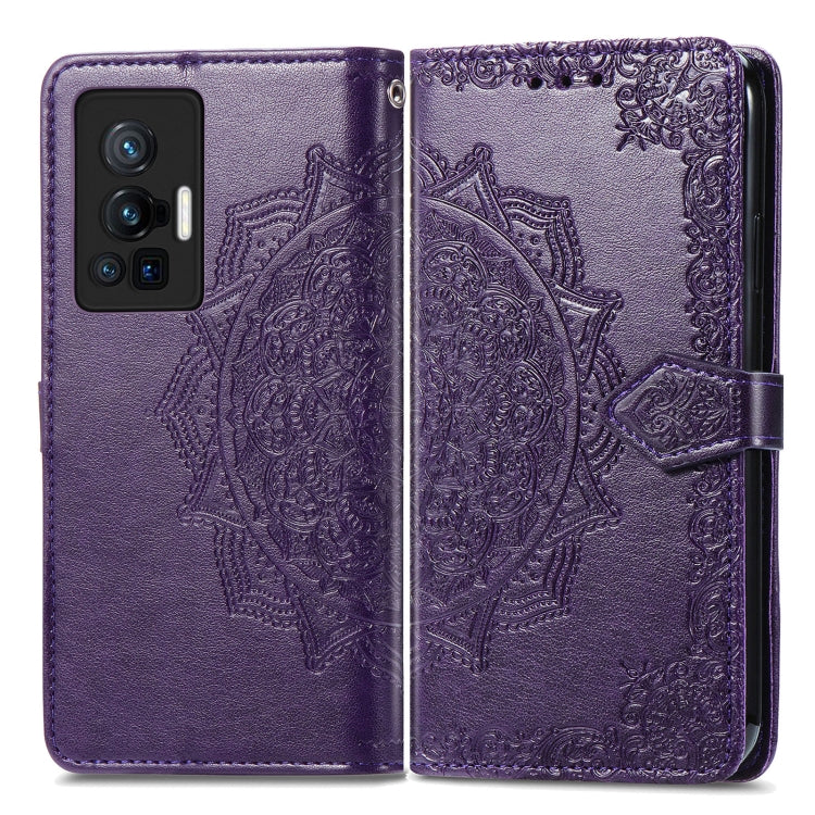 For vivo X70 Pro Mandala Embossing Pattern Horizontal Flip Leather Case with Holder & Card Slots & Wallet & Lanyard