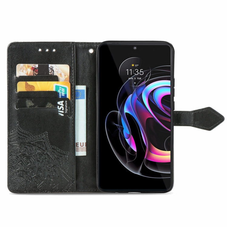 For Motorola Edge 20 Pro Mandala Embossing Pattern Horizontal Flip Leather Case with Holder & Card Slots & Wallet & Lanyard
