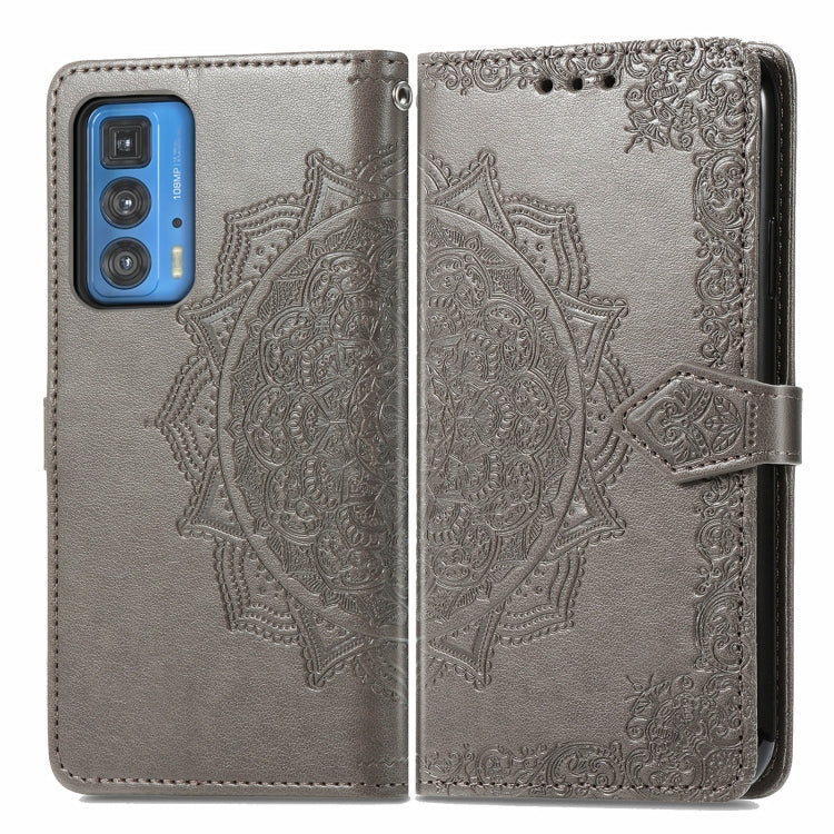 For Motorola Edge 20 Pro Mandala Embossing Pattern Horizontal Flip Leather Case with Holder & Card Slots & Wallet & Lanyard