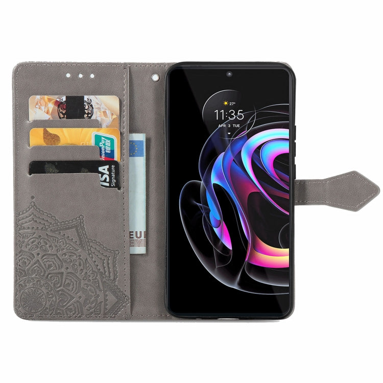 For Motorola Edge 20 Pro Mandala Embossing Pattern Horizontal Flip Leather Case with Holder & Card Slots & Wallet & Lanyard