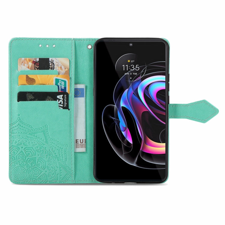 For Motorola Edge 20 Pro Mandala Embossing Pattern Horizontal Flip Leather Case with Holder & Card Slots & Wallet & Lanyard