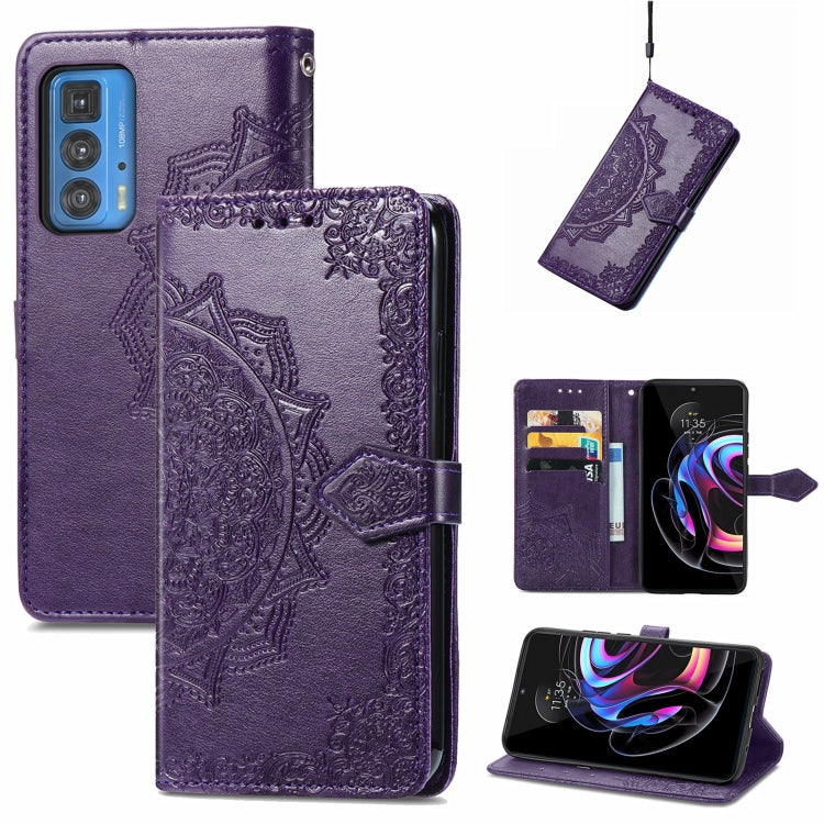 For Motorola Edge 20 Pro Mandala Embossing Pattern Horizontal Flip Leather Case with Holder & Card Slots & Wallet & Lanyard