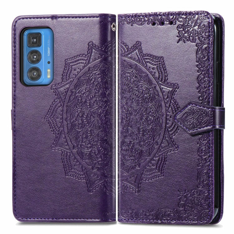 For Motorola Edge 20 Pro Mandala Embossing Pattern Horizontal Flip Leather Case with Holder & Card Slots & Wallet & Lanyard