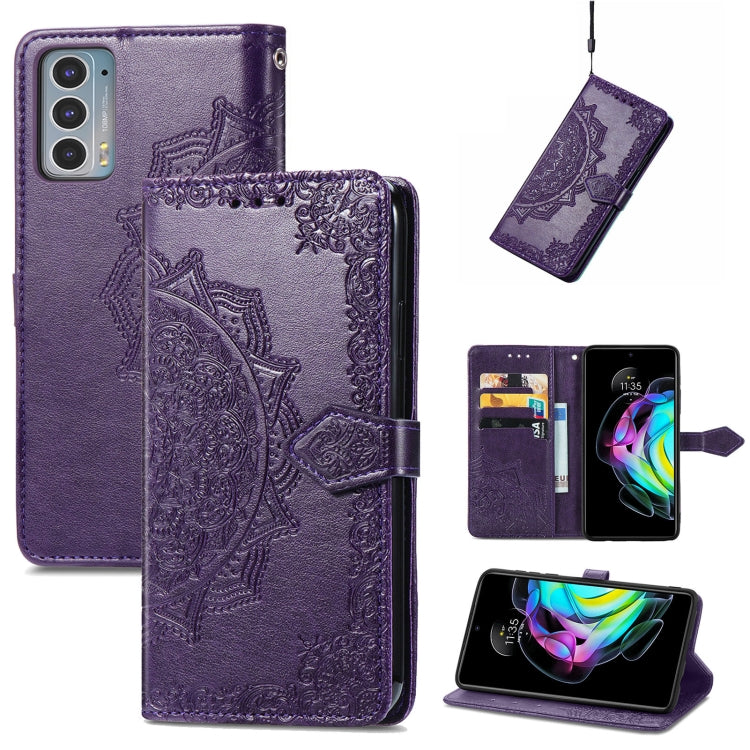 For Motorola Edge 20 Mandala Embossing Pattern Horizontal Flip Leather Case with Holder & Card Slots & Wallet & Lanyard