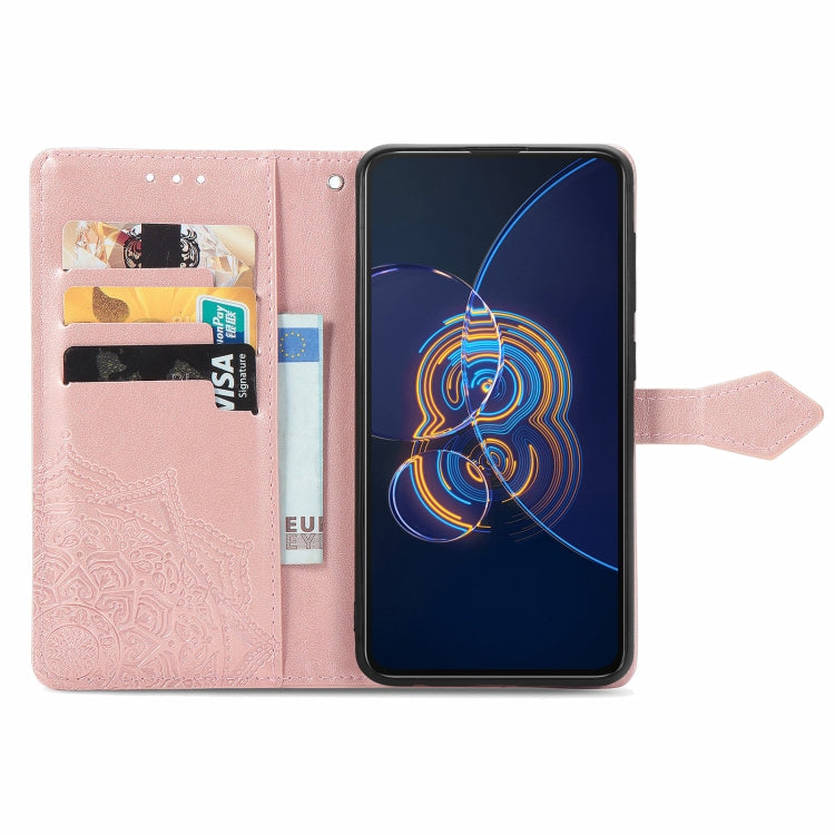 For Asus Zenfone 8 Flip Mandala Embossing Pattern Horizontal Flip Leather Case with Holder & Card Slots & Wallet & Lanyard