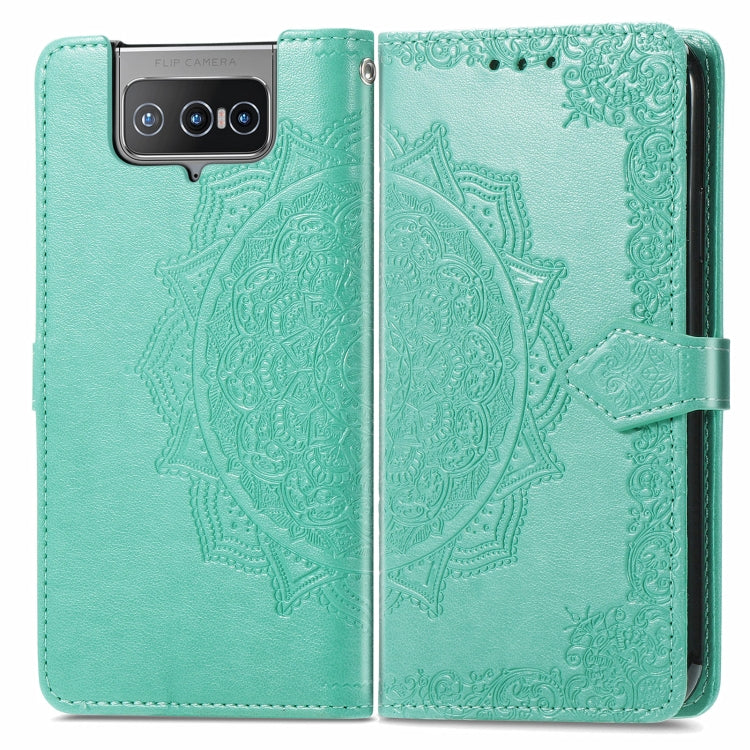 For Asus Zenfone 8 Flip Mandala Embossing Pattern Horizontal Flip Leather Case with Holder & Card Slots & Wallet & Lanyard