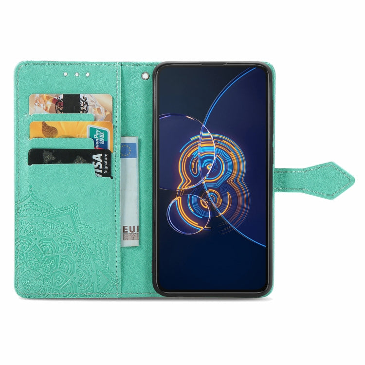For Asus Zenfone 8 Flip Mandala Embossing Pattern Horizontal Flip Leather Case with Holder & Card Slots & Wallet & Lanyard
