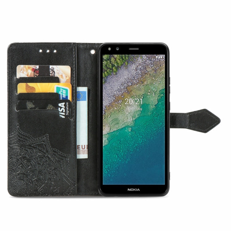 For Nokia C01 Plus Mandala Embossing Pattern Horizontal Flip Leather Case with Holder & Card Slots & Wallet & Lanyard
