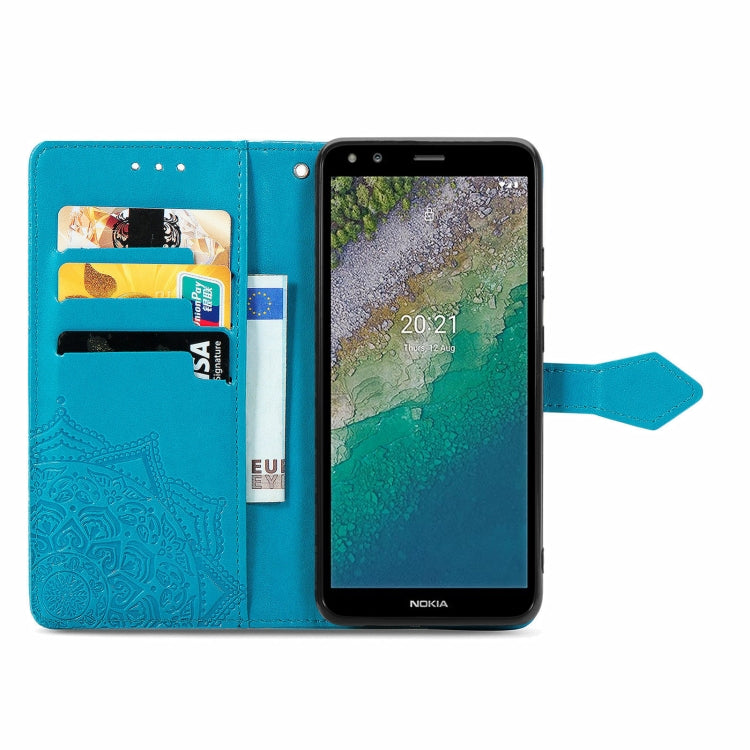 For Nokia C01 Plus Mandala Embossing Pattern Horizontal Flip Leather Case with Holder & Card Slots & Wallet & Lanyard