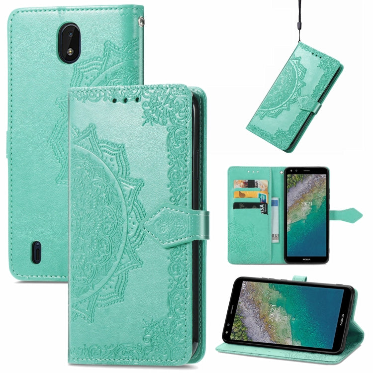 For Nokia C01 Plus Mandala Embossing Pattern Horizontal Flip Leather Case with Holder & Card Slots & Wallet & Lanyard