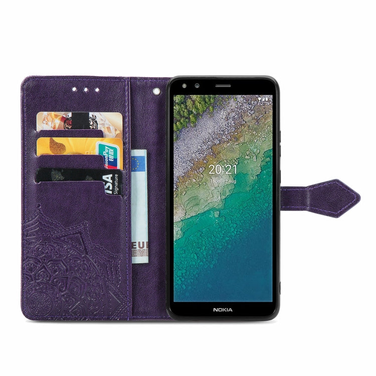 For Nokia C01 Plus Mandala Embossing Pattern Horizontal Flip Leather Case with Holder & Card Slots & Wallet & Lanyard