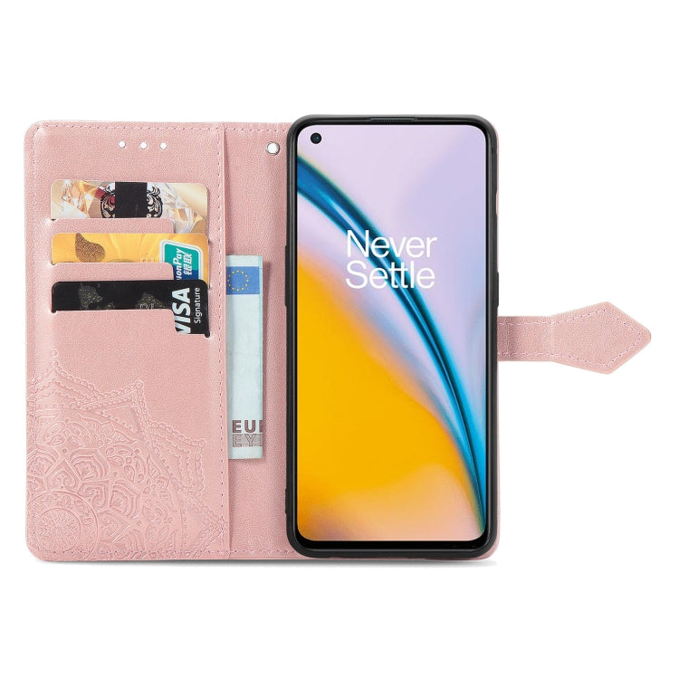 For OnePlus Nord 2 5G Mandala Embossing Pattern Horizontal Flip Leather Case with Holder & Card Slots & Wallet & Lanyard