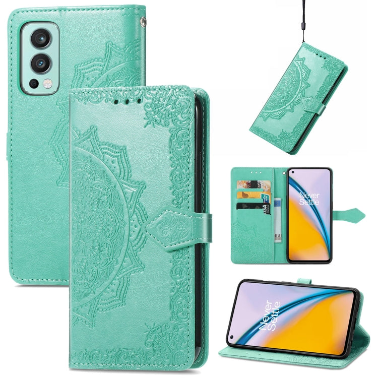 For OnePlus Nord 2 5G Mandala Embossing Pattern Horizontal Flip Leather Case with Holder & Card Slots & Wallet & Lanyard
