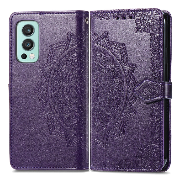 For OnePlus Nord 2 5G Mandala Embossing Pattern Horizontal Flip Leather Case with Holder & Card Slots & Wallet & Lanyard
