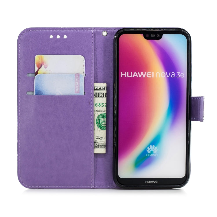 Diamond Encrusted Butterflies Love Flowers Pattern Horizontal Flip Leather Case for Huawei P20 Lite , with Holder & Card Slots & Wallet & Lanyard