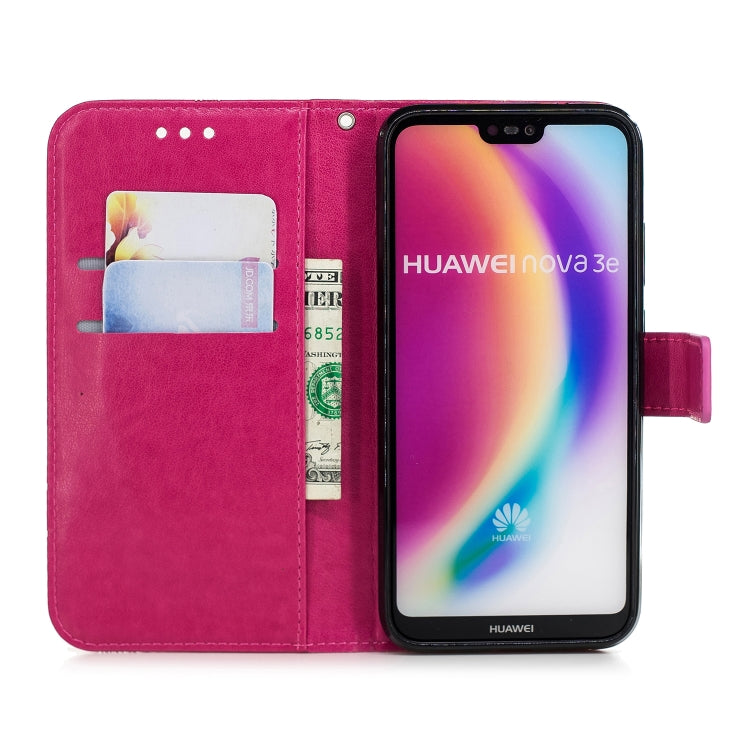 Diamond Encrusted Butterflies Love Flowers Pattern Horizontal Flip Leather Case for Huawei P20 Lite , with Holder & Card Slots & Wallet & Lanyard