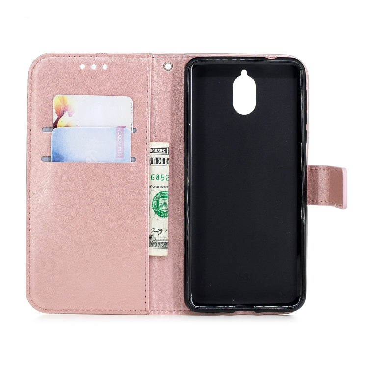 Diamond Encrusted Butterflies Love Flowers Pattern Horizontal Flip Leather Case for Nokia 3.1 , with Holder & Card Slots & Wallet & Lanyard