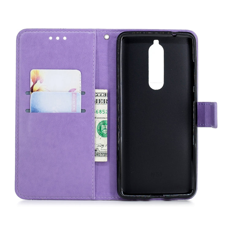 Diamond Encrusted Butterflies Love Flowers Pattern Horizontal Flip Leather Case for Nokia 5.1, with Holder & Card Slots & Wallet & Lanyard