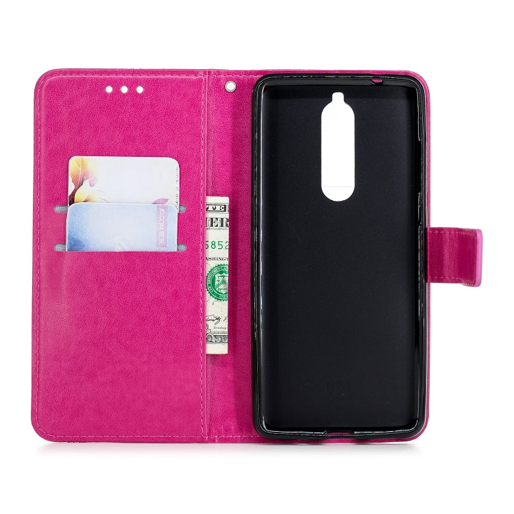 Diamond Encrusted Butterflies Love Flowers Pattern Horizontal Flip Leather Case for Nokia 5.1, with Holder & Card Slots & Wallet & Lanyard