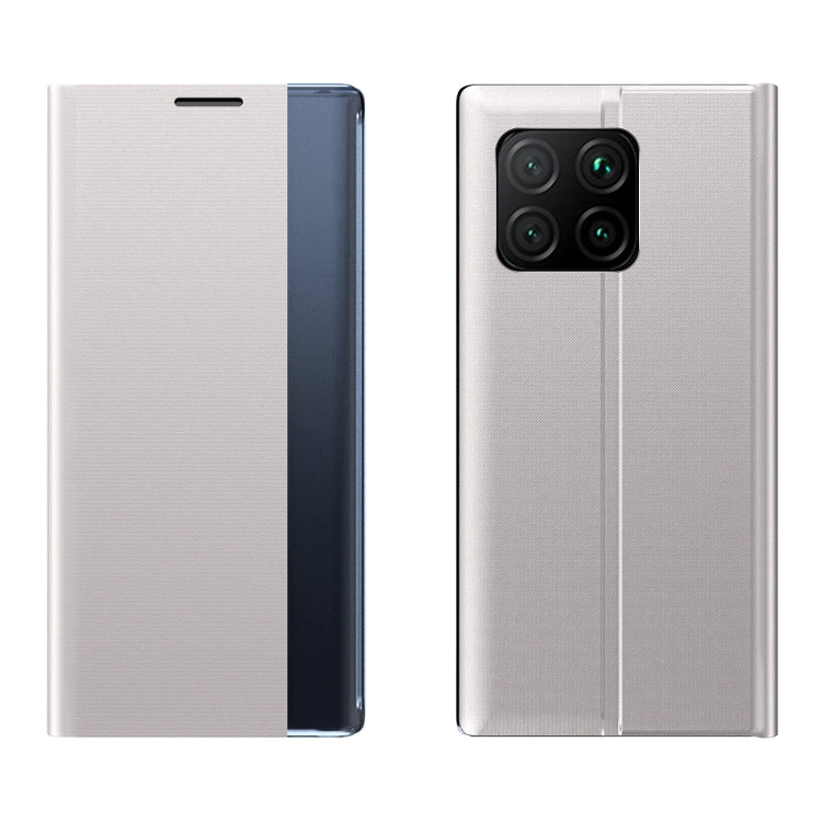 For Xiaomi Mi 11 Side Window Display Magnetic Suction Plain Grain Flip PU Leather + PC Case with Holder