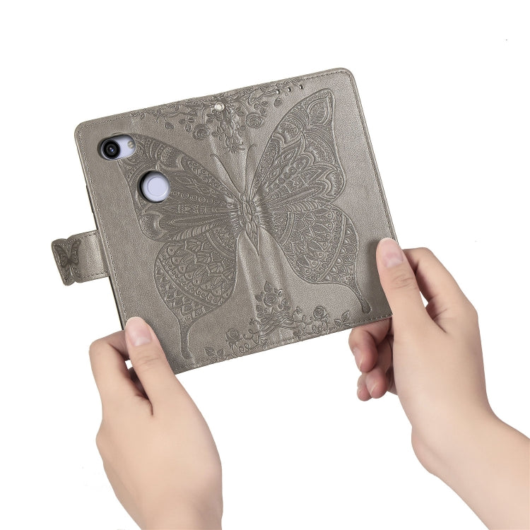 Butterfly Love Flowers Embossing Horizontal Flip Leather Case for Google Pixel 3A XL, with Holder & Card Slots & Wallet & Lanyard