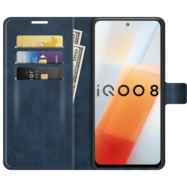 For vivo iQOO 8 Retro Calf Pattern Buckle Horizontal Flip Leather Case with Holder & Card Slots & Wallet