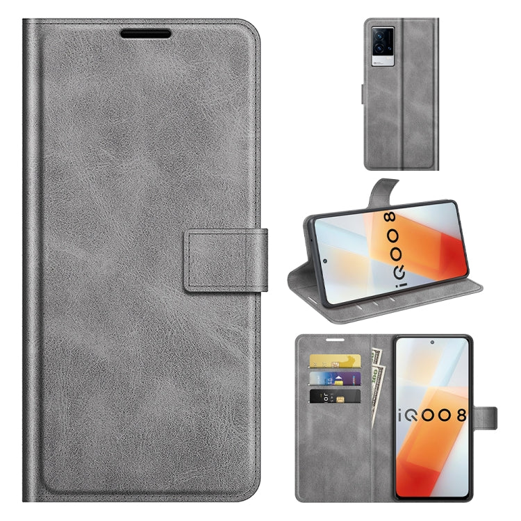 For vivo iQOO 8 Retro Calf Pattern Buckle Horizontal Flip Leather Case with Holder & Card Slots & Wallet