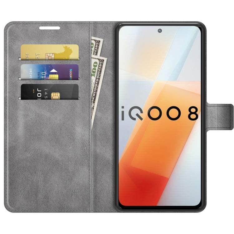 For vivo iQOO 8 Retro Calf Pattern Buckle Horizontal Flip Leather Case with Holder & Card Slots & Wallet