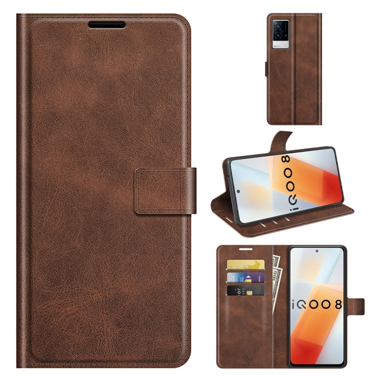 For vivo iQOO 8 Retro Calf Pattern Buckle Horizontal Flip Leather Case with Holder & Card Slots & Wallet