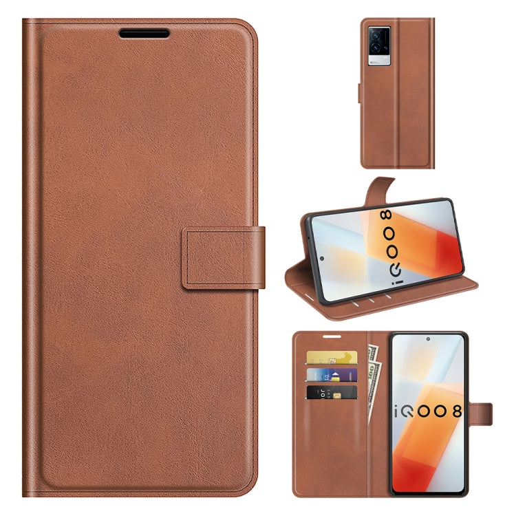 For vivo iQOO 8 Retro Calf Pattern Buckle Horizontal Flip Leather Case with Holder & Card Slots & Wallet