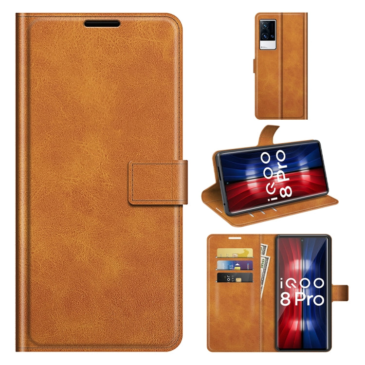For vivo iQOO 8 Pro Retro Calf Pattern Buckle Horizontal Flip Leather Case with Holder & Card Slots & Wallet