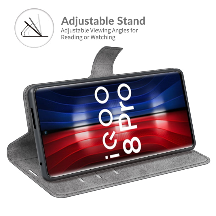 For vivo iQOO 8 Pro Retro Calf Pattern Buckle Horizontal Flip Leather Case with Holder & Card Slots & Wallet