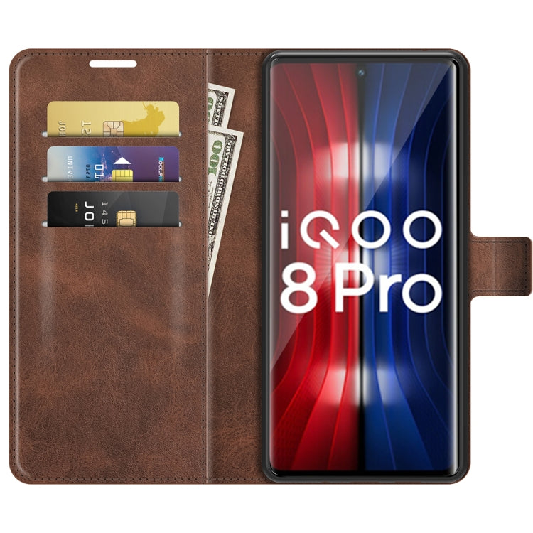 For vivo iQOO 8 Pro Retro Calf Pattern Buckle Horizontal Flip Leather Case with Holder & Card Slots & Wallet