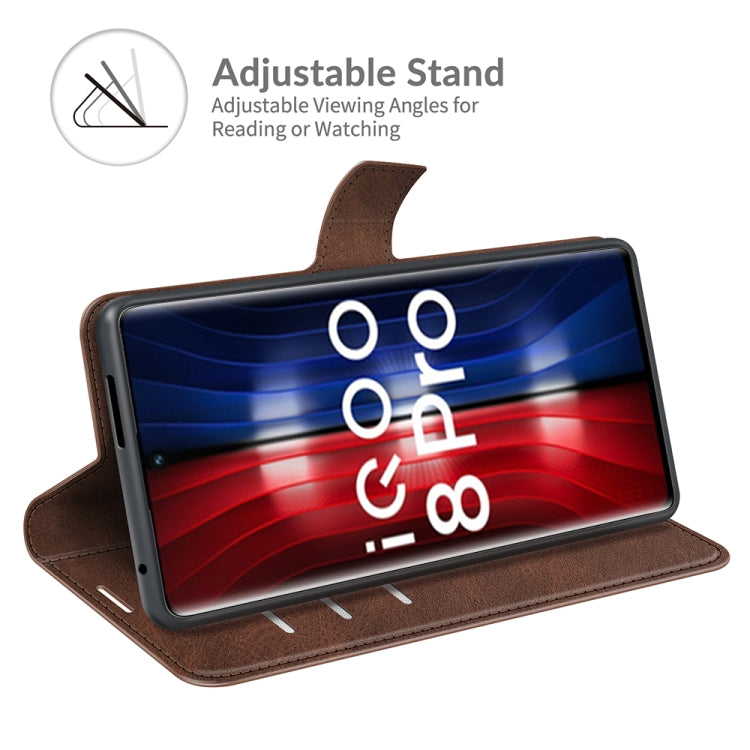 For vivo iQOO 8 Pro Retro Calf Pattern Buckle Horizontal Flip Leather Case with Holder & Card Slots & Wallet